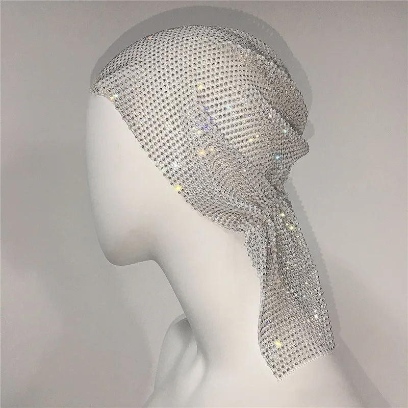 Glitter Party Headwear Head Wraps Headband Headscarf Shiny Rhinestone Woman Bandana Hair Band for Festival Turban Clubwear