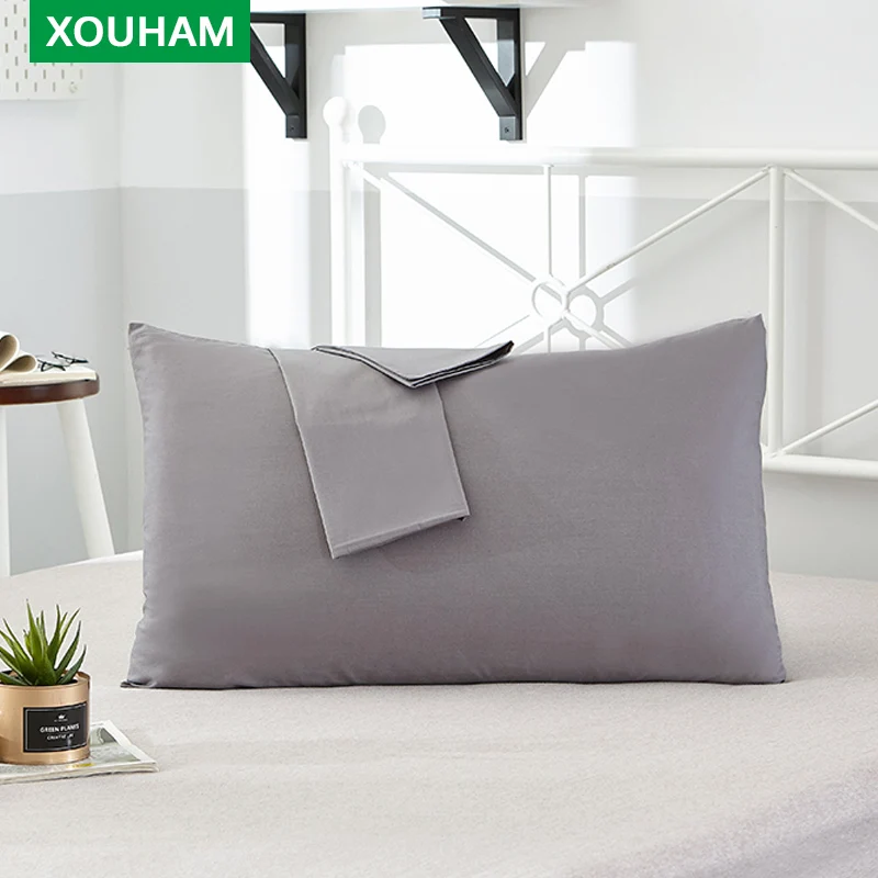 

XOUHAM Bedding 100% Cotton Pillowcase Solid Color Envelope Pillow Cover Shrinkage and Fade Resistant 2 PCS 48x74cm / 19x30 inch