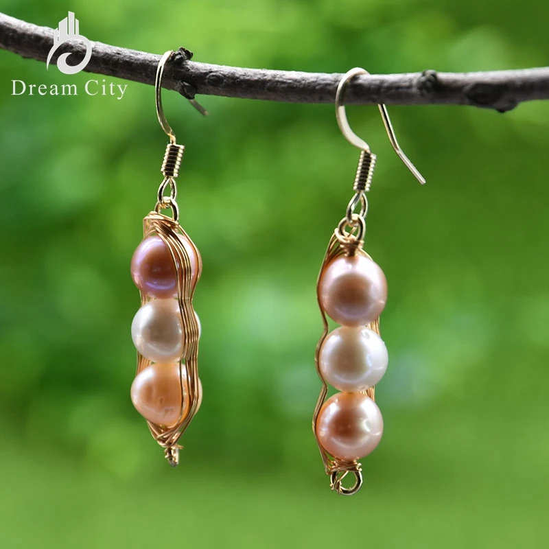 

"Dream City Fashion Handmade Natural Freshwater Pearl S925 Silver Earrings Female Temperament Retro Gift Earrings ME003 "