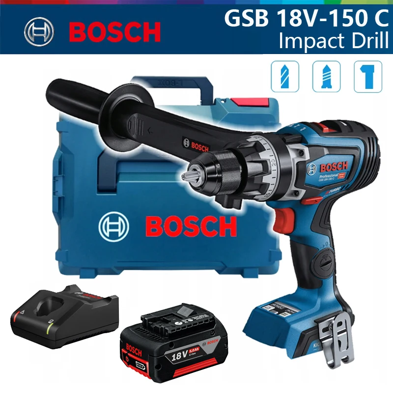 Bosch 3 в 1 бесщеточная электрическая дрель GSB 18V-150 C Беспроводная молоток ударное