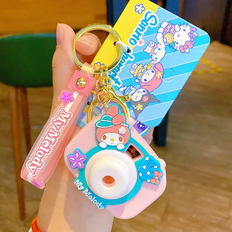 New Sanrio Hello Kitty Kuromi Cinnamoroll KeyChain Pendant Bag Ornament Accessories Projector Camera Anime Creative Kawaii Gifts images - 6