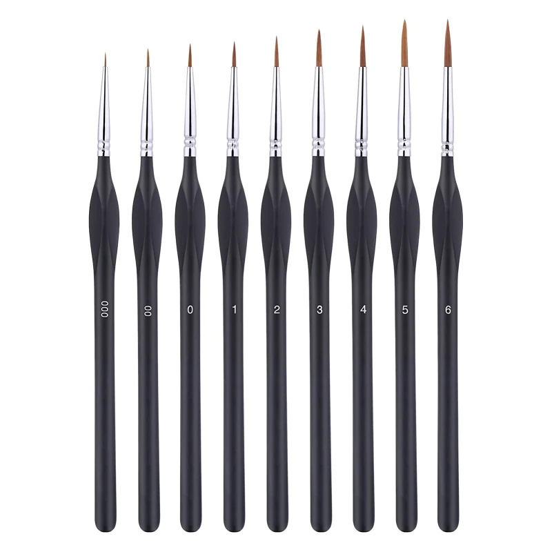 9Pcs Miniature Paint Brushes Detail Fine Tip Paint Brushes Set with Ergonomic Handle for Acrylic Painting Oil Watercolor