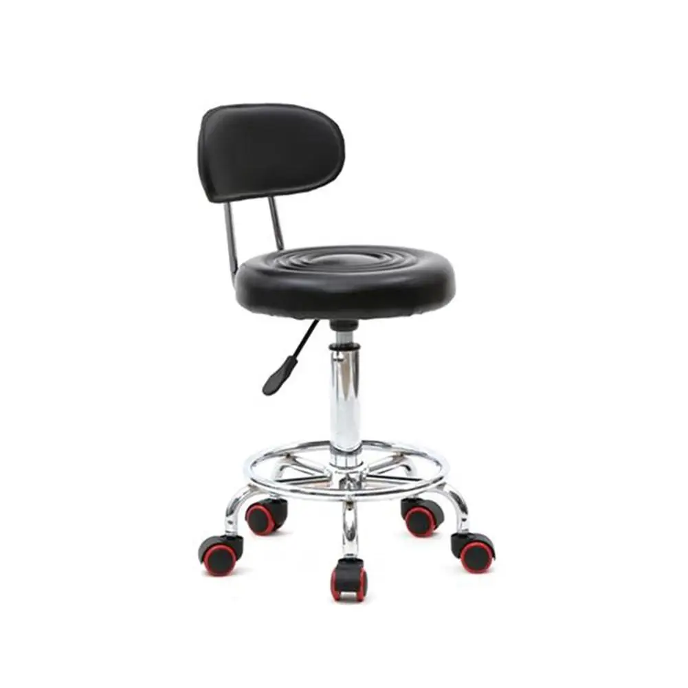 

1PCS Rolling Swivel Pu Leather Salon Stool Chair With Back Support For Office