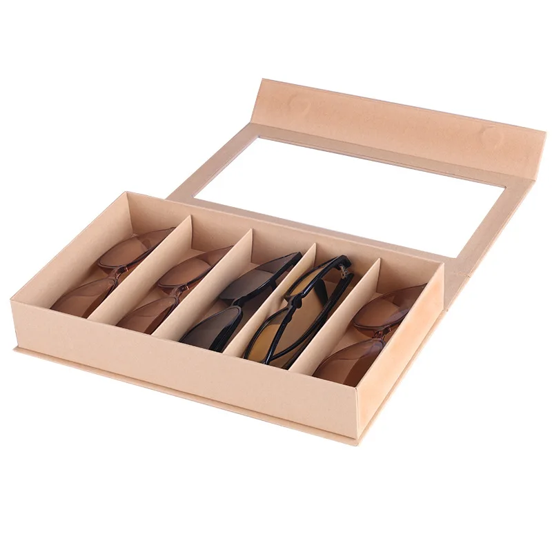 Paper 5 Grids Glasses Storage Display Box Display Tray Portable Sunglasses Storage Sales Gift Box Storage Organizer New 2023