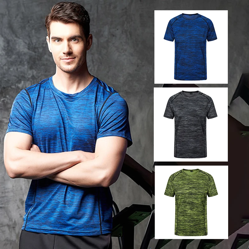 

New Men Running T Shirts Male Fitness Tights Sportwear Shirts Quick Drying Clothing Bodybuilding Gym T-Shirts Short Sleeves