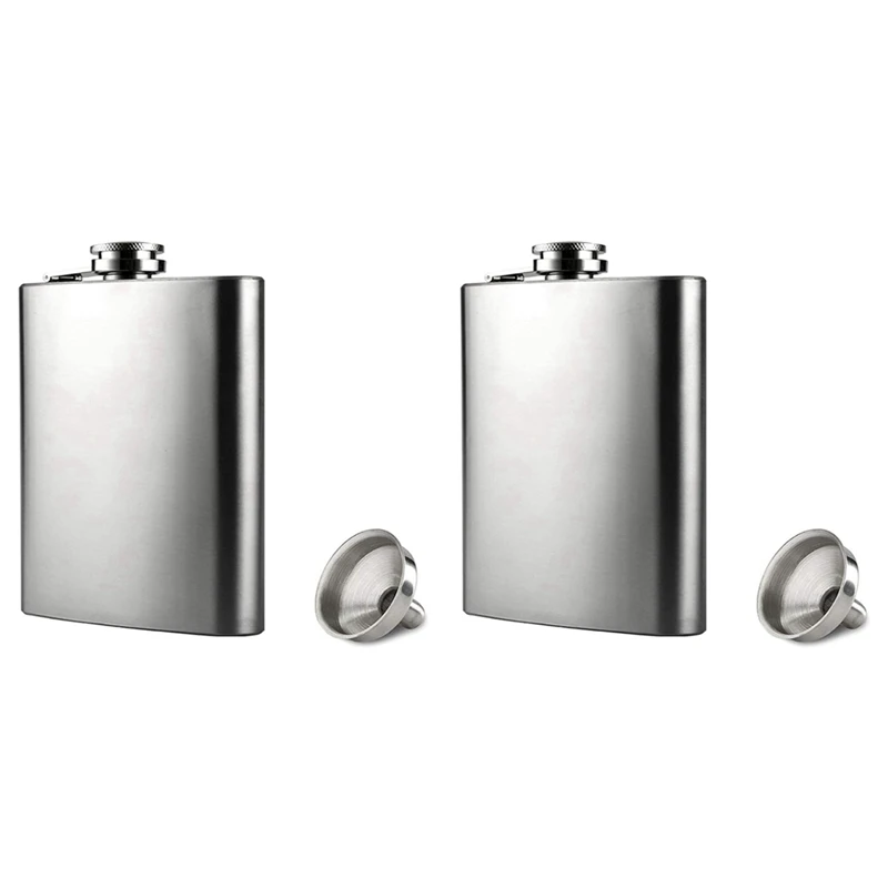 

2X Hip Flask With Funnel, 4 Oz Stainless Steel Whiskey Flask 100% Leak Proof, Portable Pocket Hip Flask For Liquor