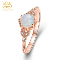 guginkei 2022 fashion sweet simple round opal classic rose gold zircon rings womens jewellery gift
