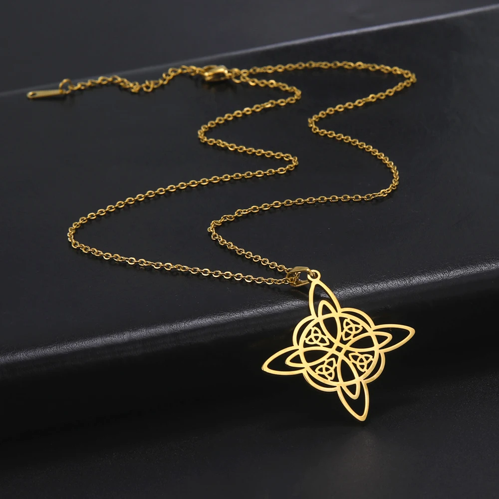 Ожерелье с узлом ведьм celtics Good Luck Irish Jewelry нержавеющая сталь викканское винтажное