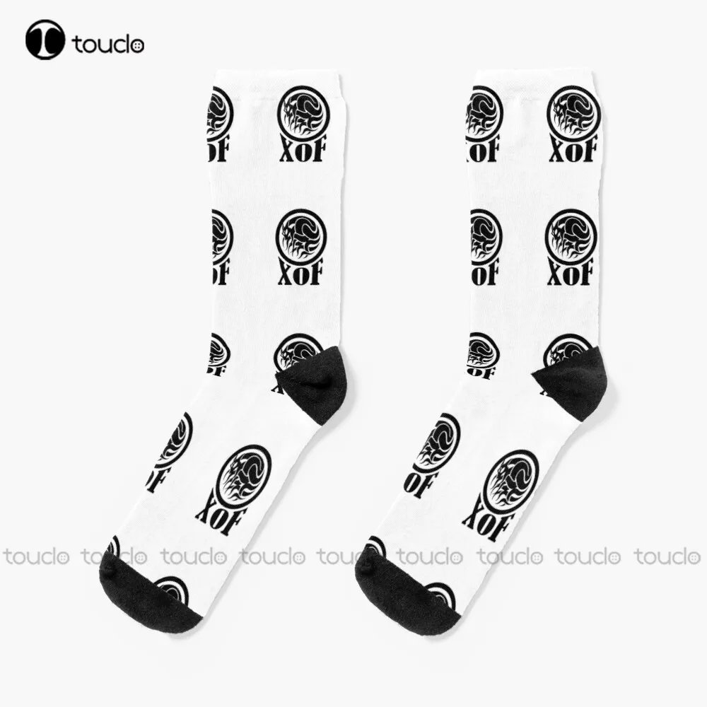 

Xof Fox Logo Socks Softball Socks Funny Art Streetwear Colorful Cartoon Socks Christmas New Year Gift Custom Gift Unisex Adult