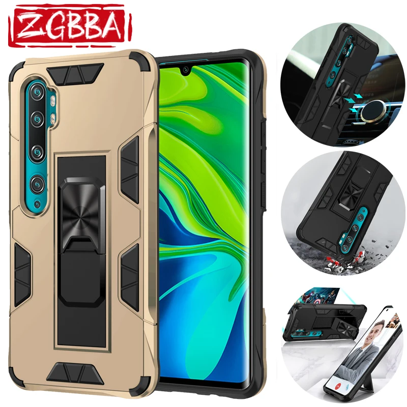 

ZGBBA New Shockproof Phone Case For Xiaomi 10 9T CC9 Pro Car Holder Armor Anti Fall Protective Cover For Xiaomi Note 10 Pro Lite