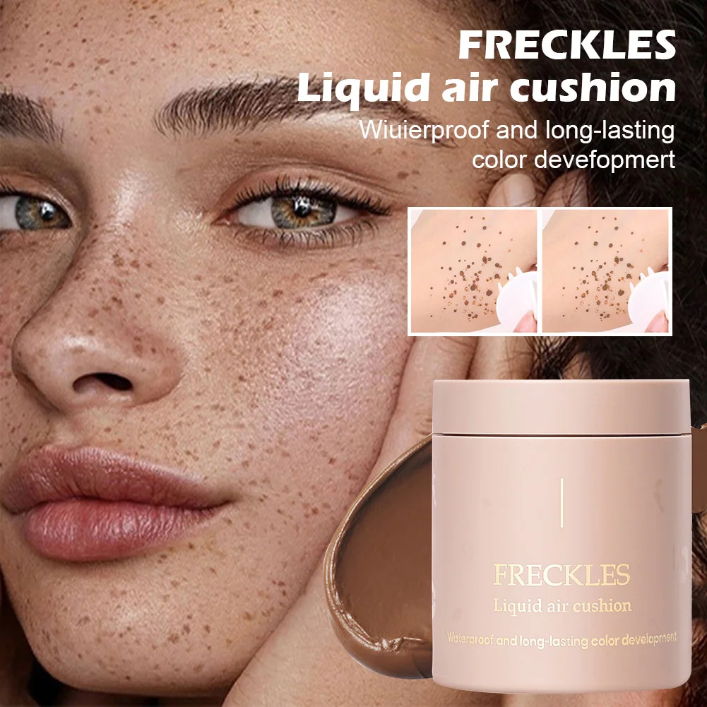 

18g Freckles Air Cushion Waterproof Long Lasting Freckles Liquid Powder Quick Dry Natural Face Freckles Makeup with Brush