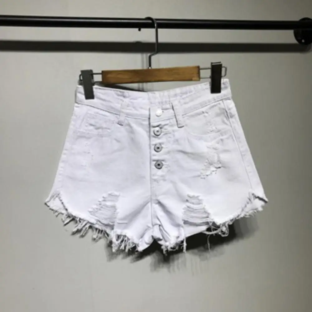 

Solid Color 5 Colors Women Tassel Burrs Opening Denim Shorts for Outdoor