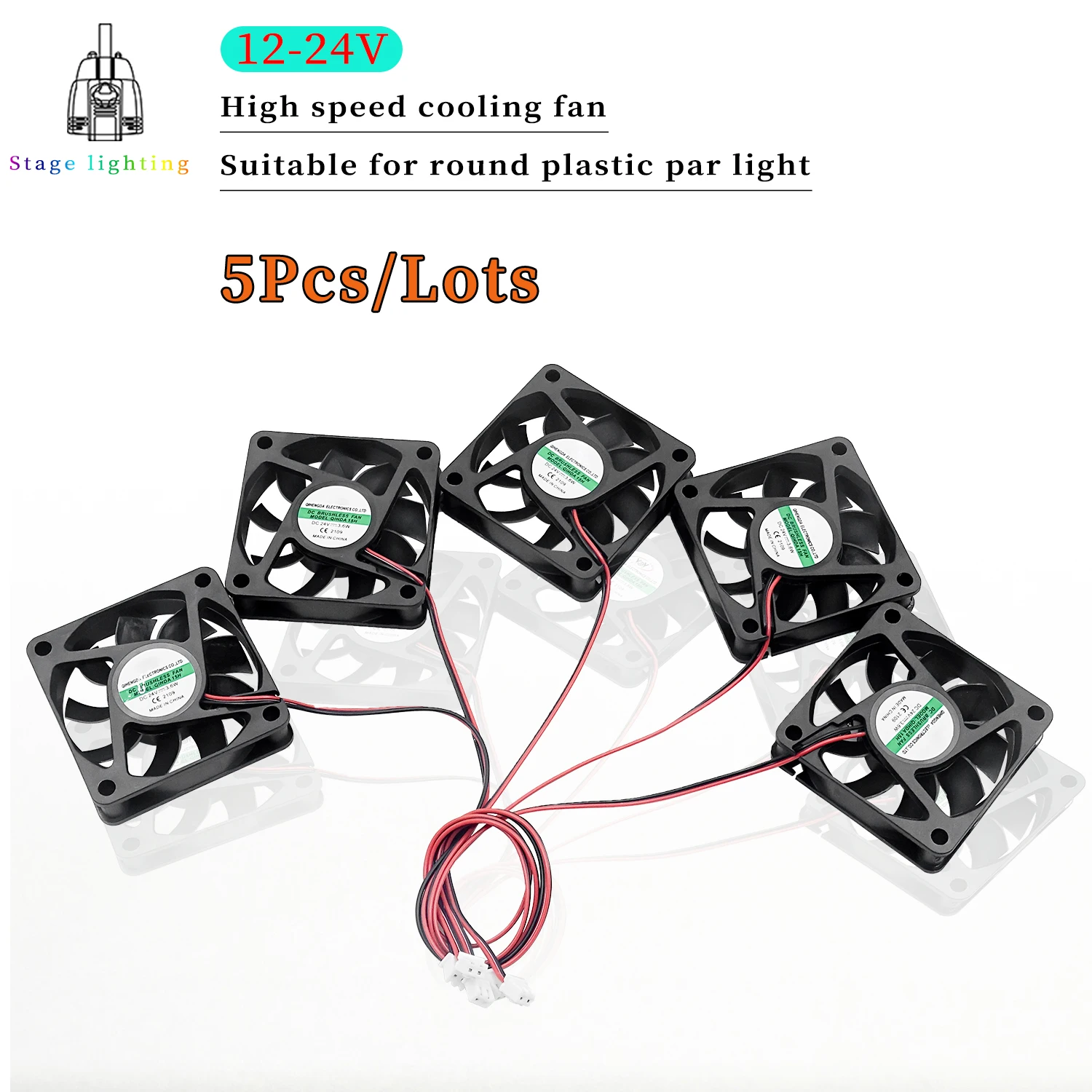 

5Pcs/Lots Stage Par Light System Cooling Fan 12V/24V for Series Par Lights 9x12W, 12x12W, 18x12W, 24x12W, 54x3W