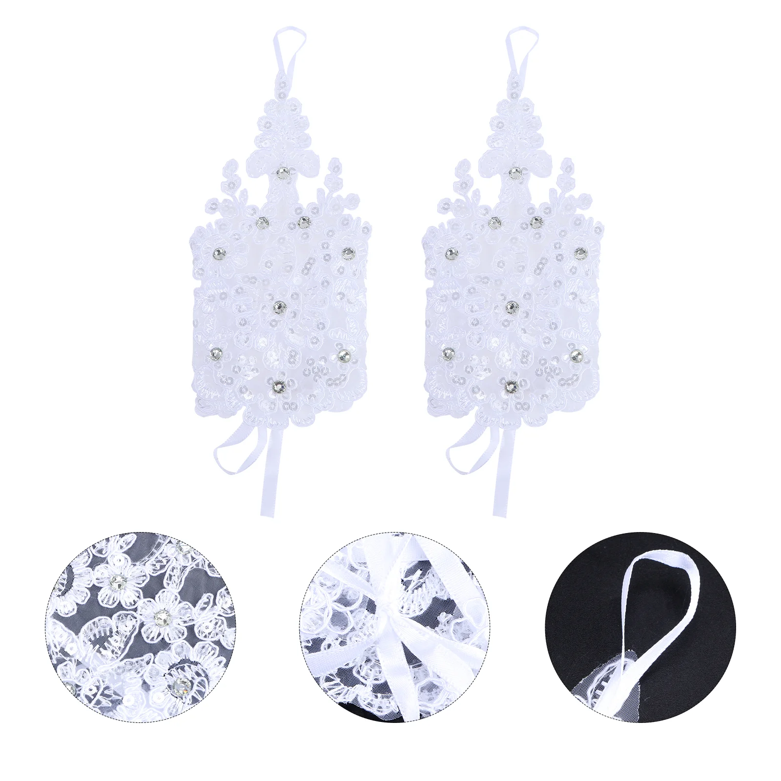 

1 Pair Satin Decorated Fingerless Bridal Gloves for Madam