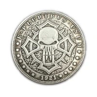 hb64us hobo 1921 morgan dollar skull zombie skeleton silver plated copy coins