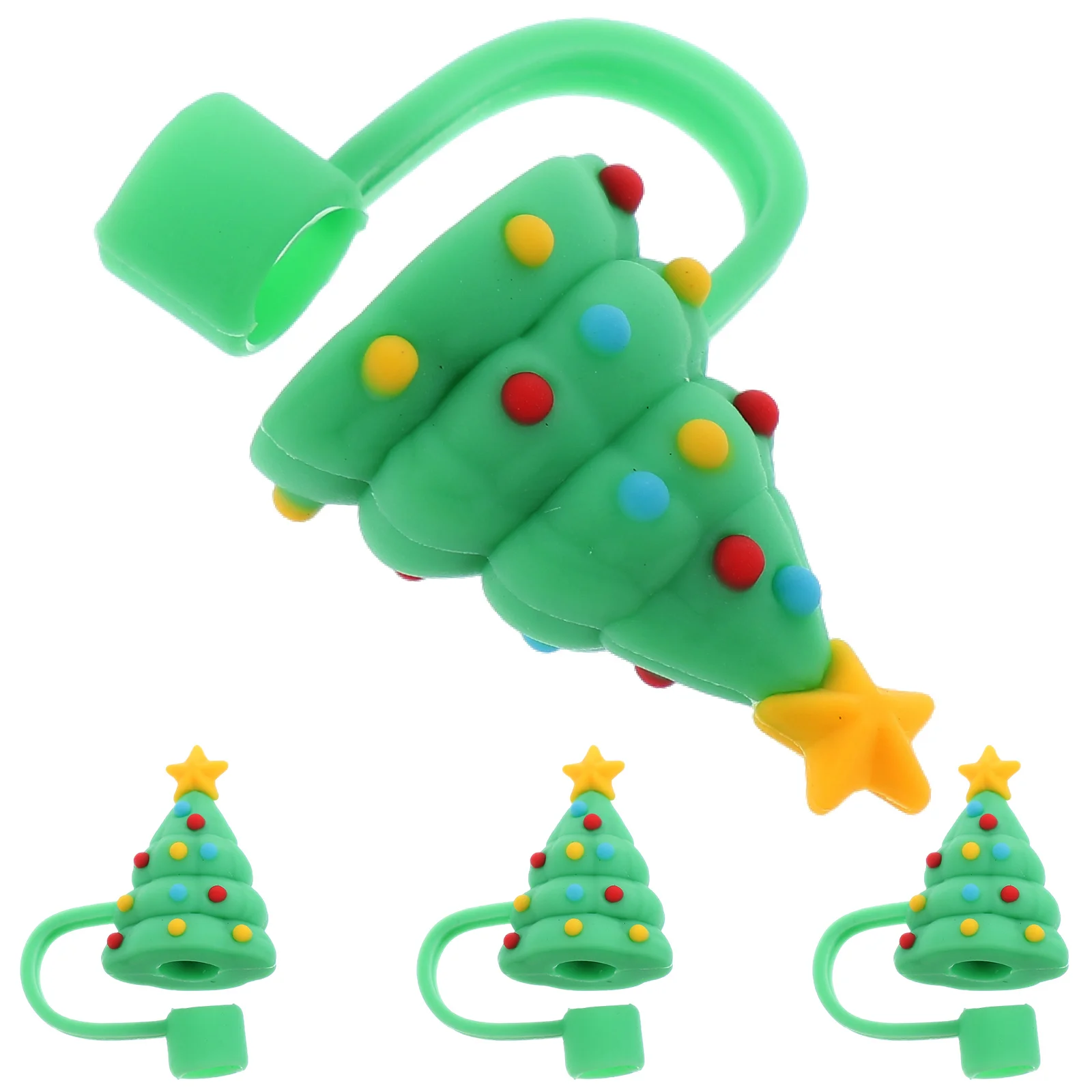 

4Pcs Straw Covers Cap Reusable Silicone Drinking Straw Toppers Cute Straw Protectors Straw Dust Cap