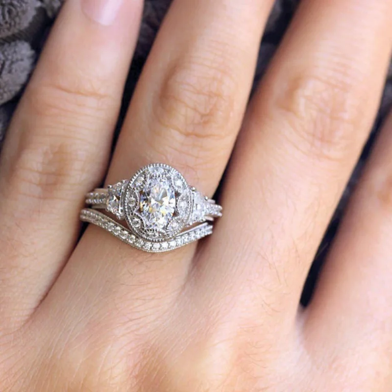 2 шт. женские винтажные кольца с фианитом 6-10 дюймов |