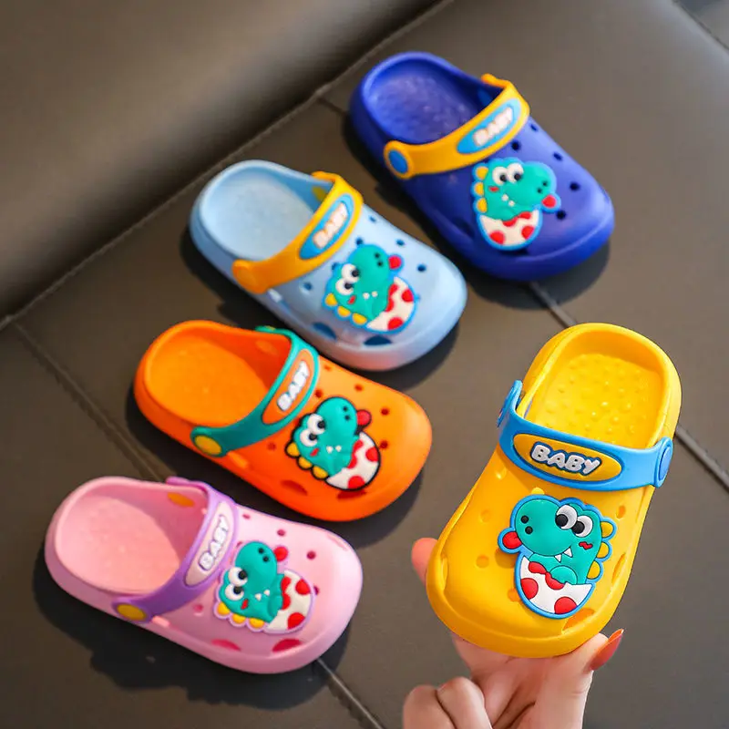 1-12y Kids Mules & Clogs Summer Baby Boys Girls Sandals Cartoon Dragon Infant Non-slip Beach Slippers Children Garden Shoes H14