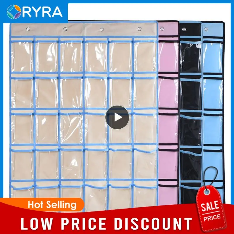 

30 Clear Pockets Jewelry Mobile Phone Hanging Door Storage Bags Makeup Organizer Pouch Bag Hanging Classroom Cell Phone Pocket
