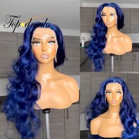Dark Blue Color 13x6 Human Hair Wigs with Baby Hair 13x4 Lace Front Wigs with Middle Part Brazilian Hair 4x4 Closure Lace Wigs