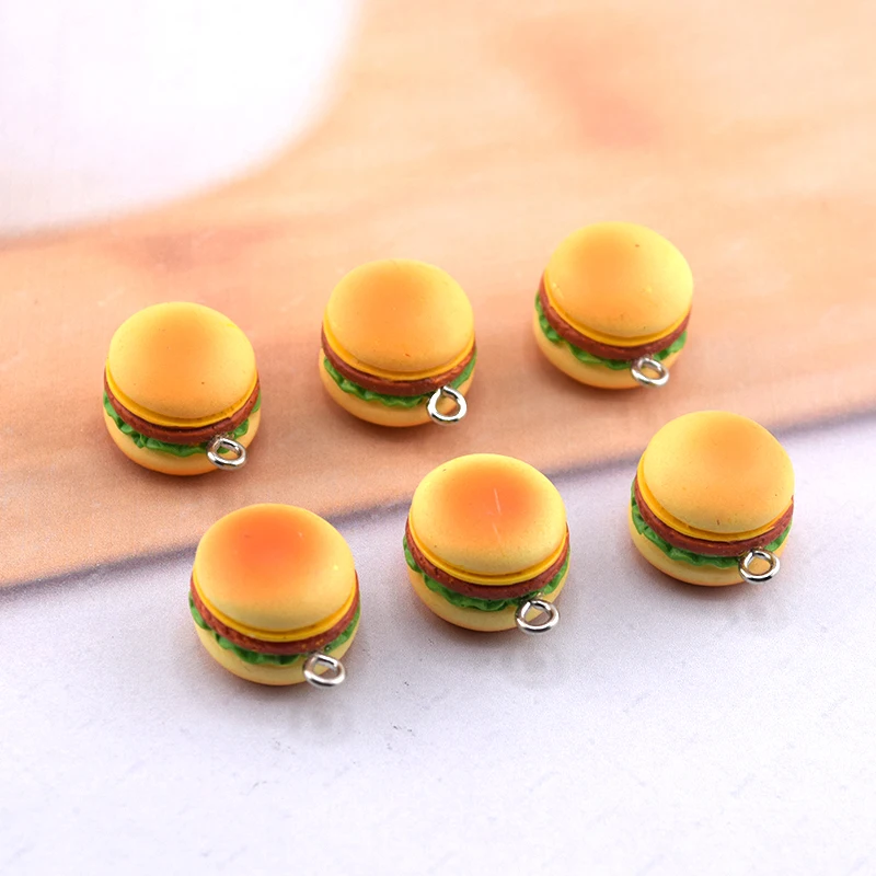 6 шт. 3D маленькие шармы из гамбургера имитация еда подвеска аксессуары сделай сам