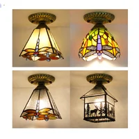Vintage ceiling lights bedroom artsy nordic fixture lamps tiffany glass shade dragonfly pyramid house deer design decoration