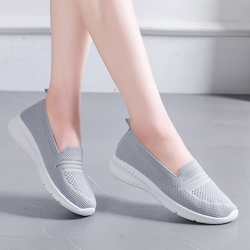 

Women's Summer Sneakers Slip on Flat Hollow Women's Casual Loafers Walking Shoes Female Outdoor Mesh Soft Bottom Sports Shoes