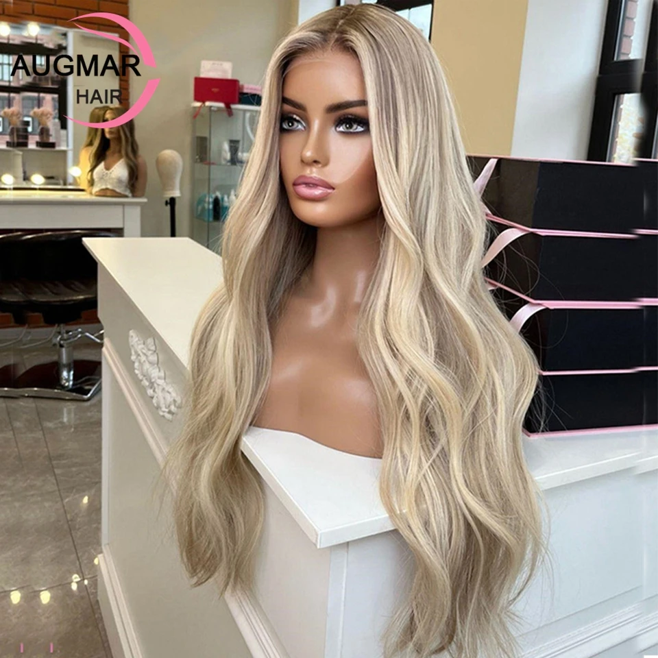 Фото Предварительно выщипанный парик 13x6 Body Wave Lace Front Wig Пепельно-русый мелированный парик из человеческих волос Прозрачный 13x4 360 Hd Кружевной фронтальный парик для женщин №5