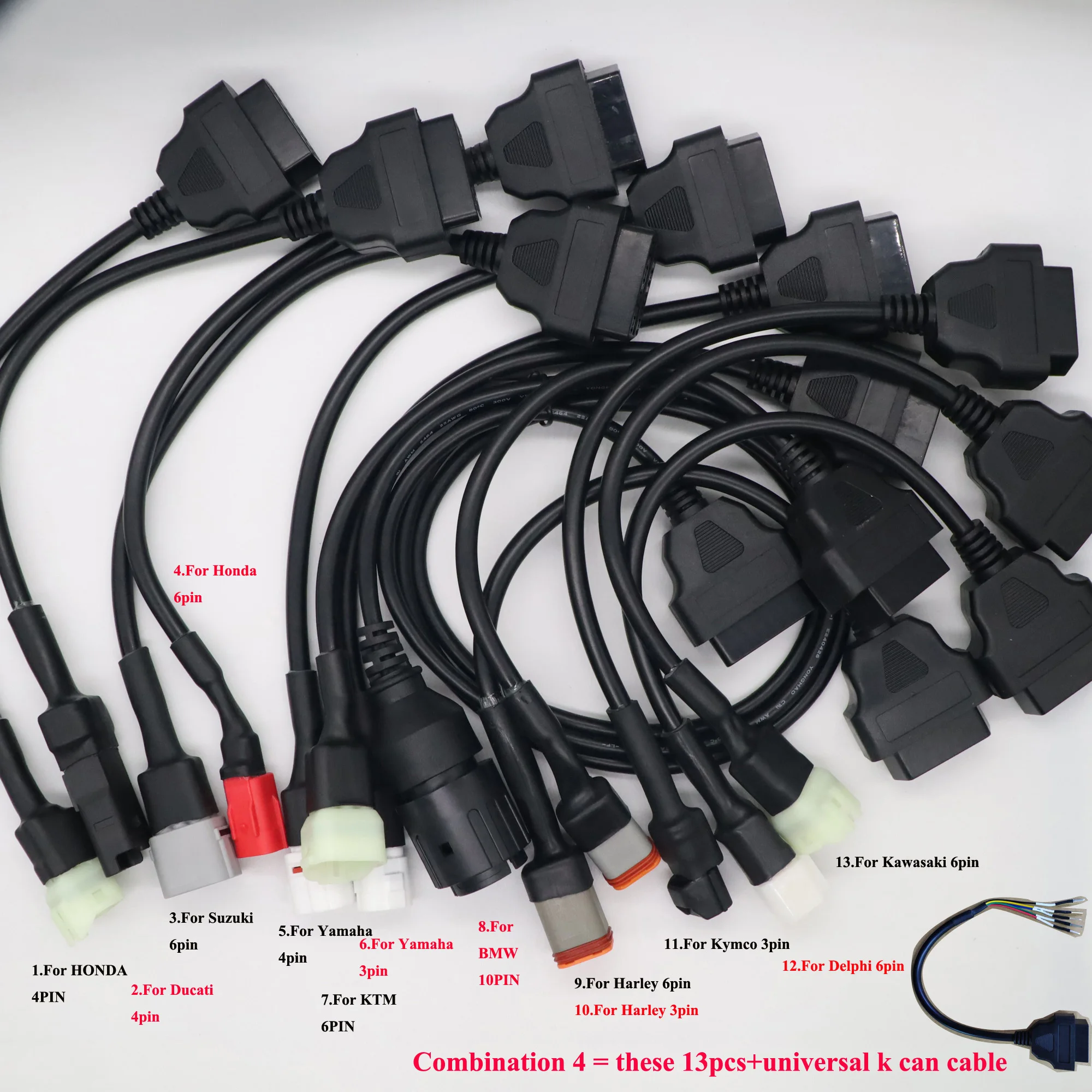 

Мотоциклетный кабель OBD2 для Honda/Suzuki для YAMAHA, KYMCO, BMW, Ducadi, для KTM, диагностический разъем для мотоцикла, адаптер