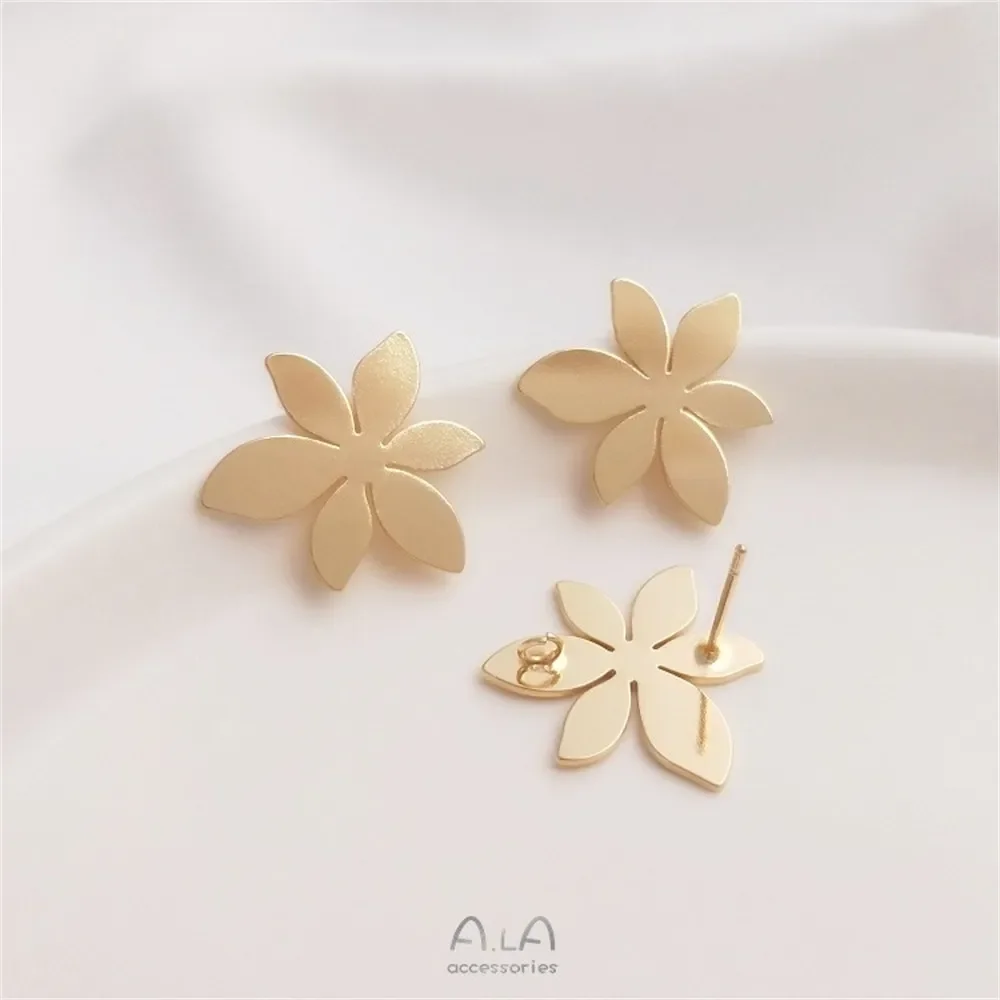 Серьги с золотым цветком 14 карат серебряные иглы S925 кольцами серьги ручной