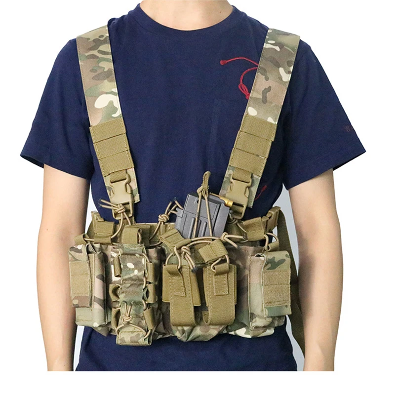 

Military Tactical Chest Vest Radio Harness Front Pouch Holster Molle Vest Rig Bag Airsoft Hunting Radio Waist Pouch Adjustable