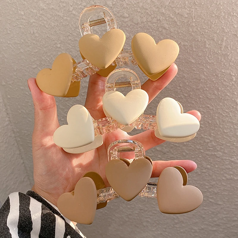 

Love Heart Claw Clip Large Barrette Crab Hair Claws Bath Clip Ponytail Clip