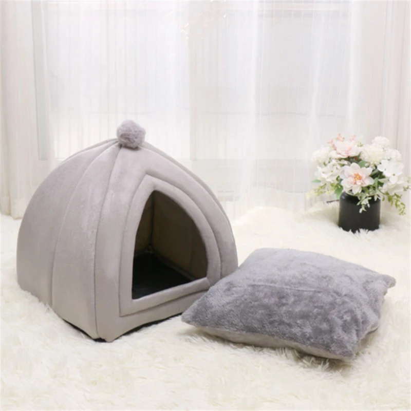 

Four Seasons Solid Color Pet Bed Sofa Plush Fluffy Soft Kennel House Warm Sleeping Cushion for Cats Dogs Supplies Puppy Nest