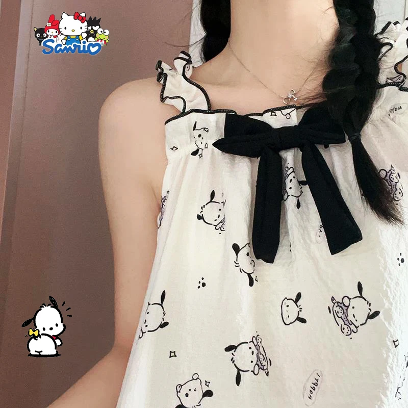 

Sanrio Pochacco Sling Pajama Sets Kawaii Cinnamoroll Cartoon Anime Shorts Sleep Home Clothes Cute Loungewear Girls Gifts