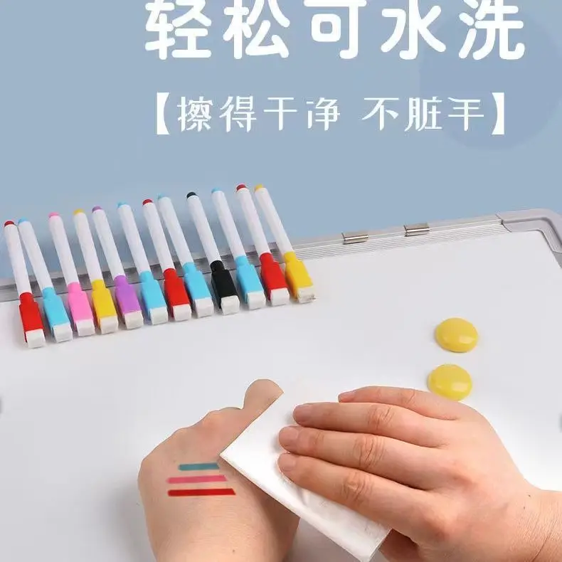 

Magnetic Color Whiteboard Pen Children'S Erasable Whiteboard Pen Day Shift Watercolor Pen Graffiti Water-Based Marker Pen Easy T