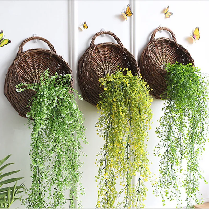 

Classic Handmade Wicker Wall Hanging Flower Basket Home Gardening Rattan Wall Hanging Succulent Flower Pot Wall Mounted HomeDeco