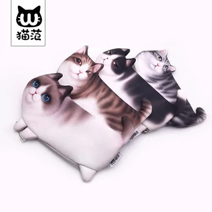 

Cute Kawaii Cat Pencil Case Creative Simulation Korean Printed Student Cosmetic Bag Coin Purse Gift School Supplies Stationery