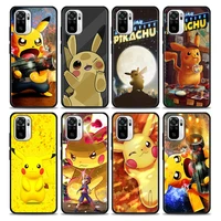 japanese anime manga pikachu silicone phone case for xiaomi redmi note 9 9t 10 10s 11 11s 11e 8 7 poco m3 m4 pro 5g cover cases