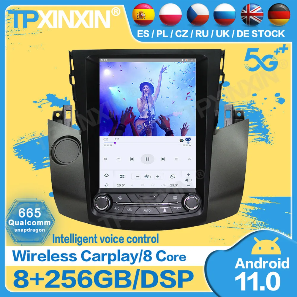 

Qualcomm Tesla Record Android 11 For Toyota RAV4 2003 2004 2005 2006 2007 2008 2009 GPS Navi Receiver Player Autoradio Head Unit