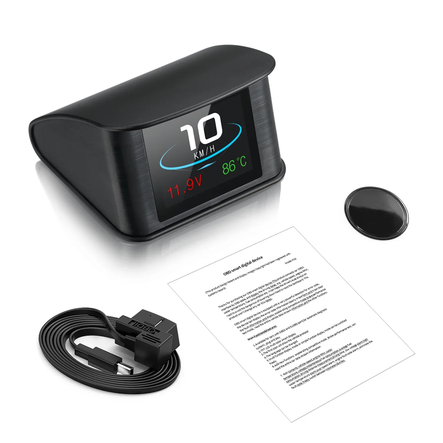 

P10 для HUD Универсальный спидометр OBD Smart Цифровой проекционный дисплей Сигнализация превышения скорости Код неисправности двигателя Автомобильный навигатор Автомобильный безопасный
