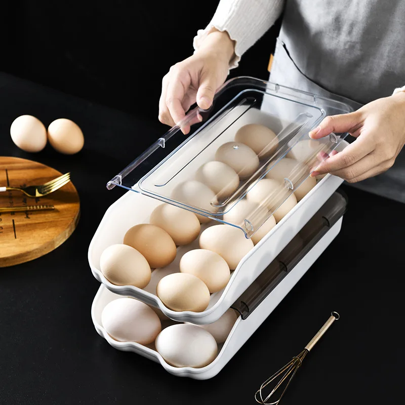 

Kitchen Storage Box Refrigerator Roll Egg Box Cover Roll Egg Storage Box kitchen Transparent Fresh-Keeping Roll Egg Rack
