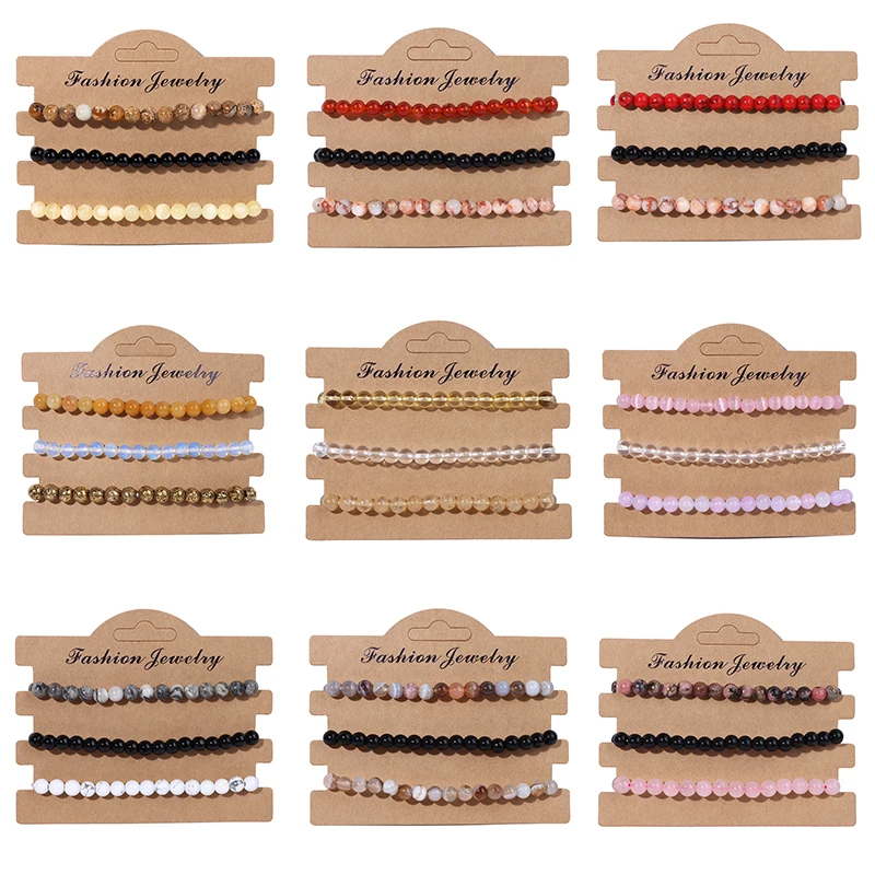 

Wholesale Natural Stone Beaded Bracelets 3Pcs/set Black Onyx Rhodonites Bracelets Bangles Women Handmade Yoga Jewelry Pulseras