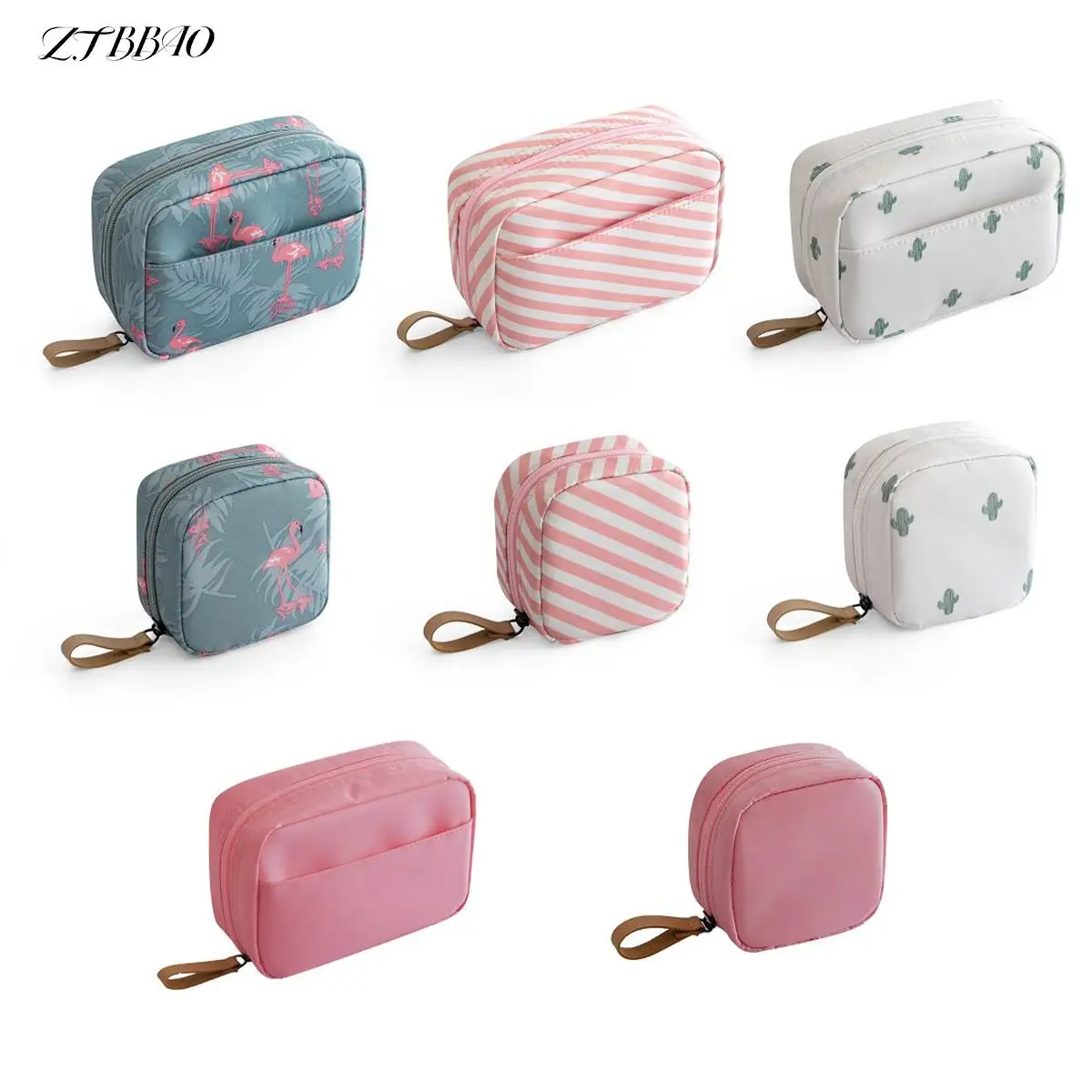 

Mini Cosmetic Bag Flamingo Solid Color Travel Toiletry Storage Bag Cactus Beauty Makeup Bag Cosmetic Bag Organizer Special Offer