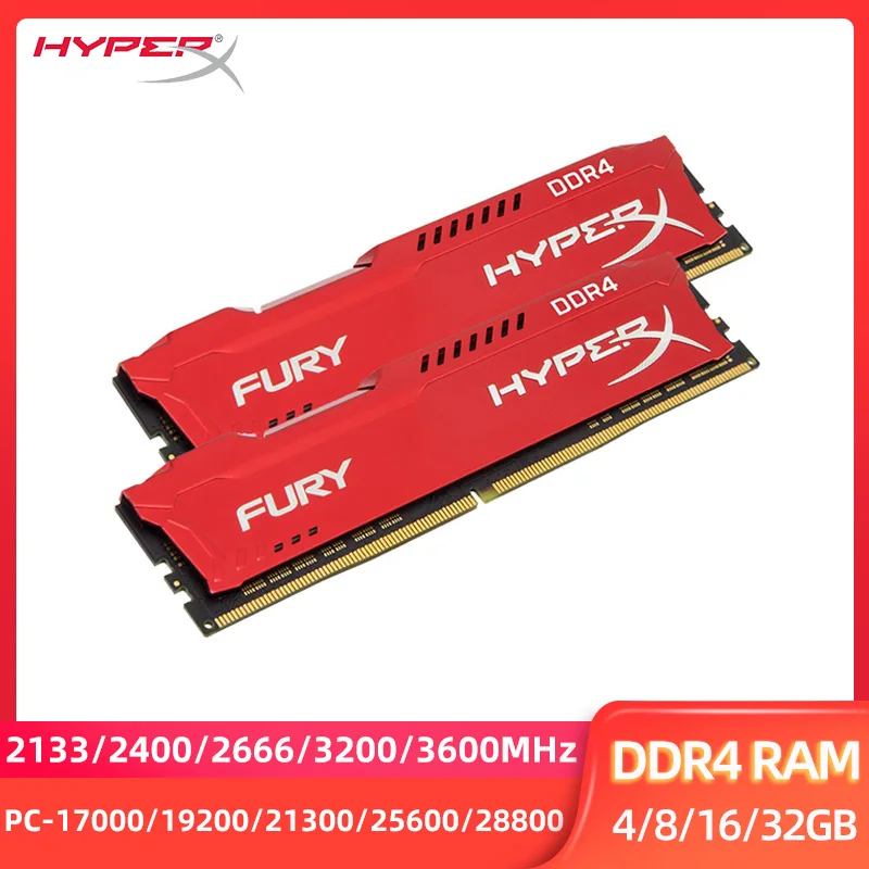 

HyperX Memoria DDR4 8GB 16GB 32GB 2133MHZ 2400MHZ 2666MHz 3200MHz 3600MHz PC4-21300 25600 DIMM RAM Stick 288pin Universal Deskto