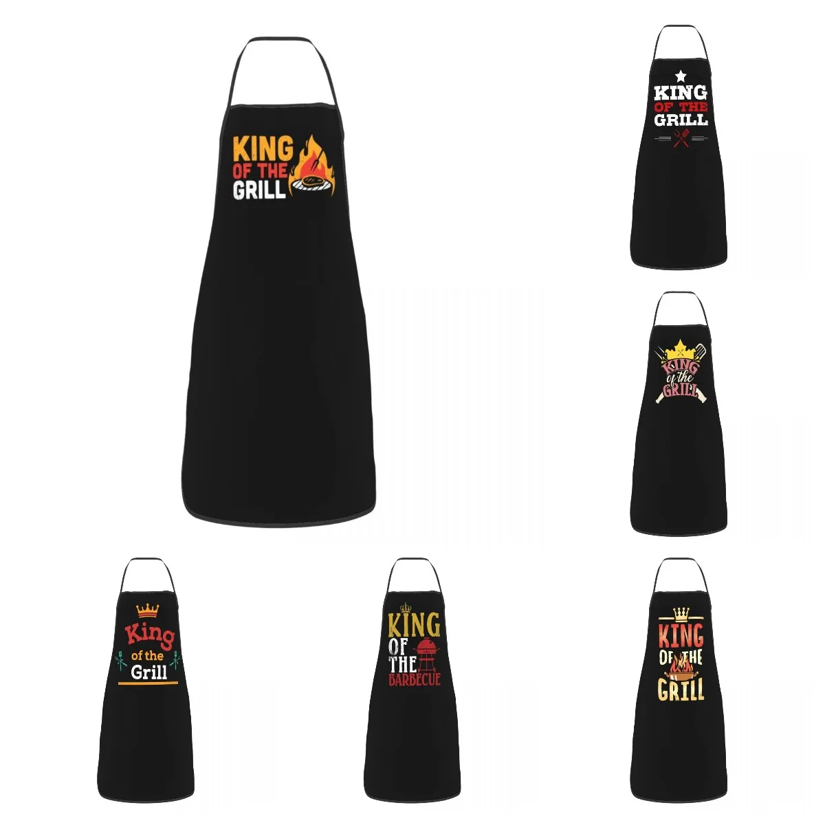 

Custom Bib King Of The Grill Aprons for Men Women Unisex Adult Chef Kitchen Cooking BBQ Grilling Legend Tablier Cuisine Baking
