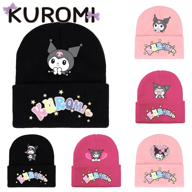 Вязаная шапка Sanrio Kuromi модные мужские и женские теплые осенне-зимние шапки