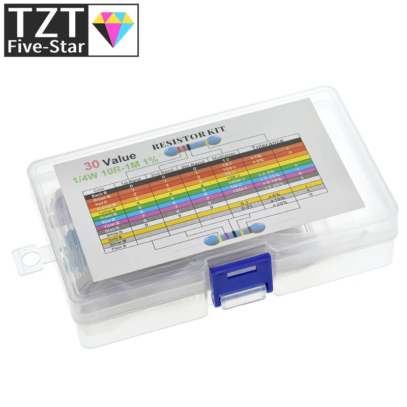 Комплект металлических пленочных резисторов 600 1% шт./партия 1/4 Вт набор в