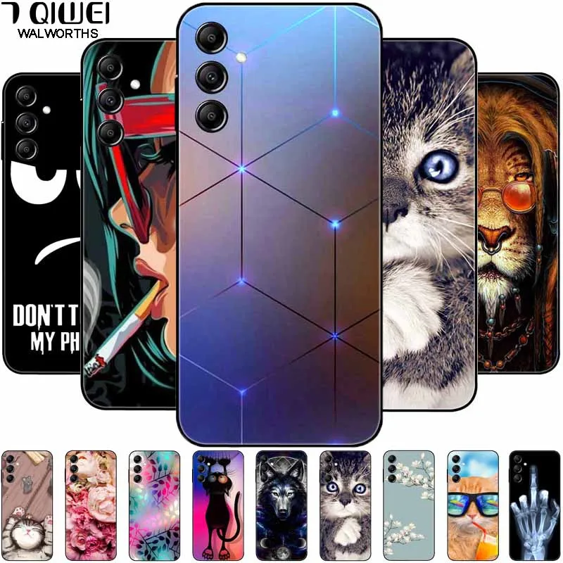 Чехол для Samsung A14 4G A 14 M14 5G мягкий силиконовый черный чехол из ТПУ с милыми кошками для Samsung Galaxy A14 A145F бампер GalaxyA14 M 14