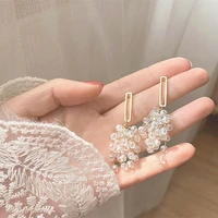 trendy golden rhinestone tassel long stud earrings for women korean fashion girls design earrings chinese fashion jewelry gift