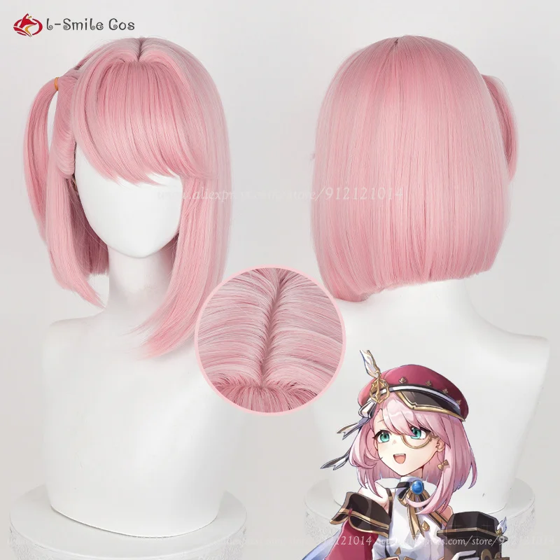 

Game Genshin Impact Cosplay Wig Fontaine Charlotte Cosplay Wig 35cm Pink Wig Heat Resistant Synthetic Hair Role Play Anime Wigs